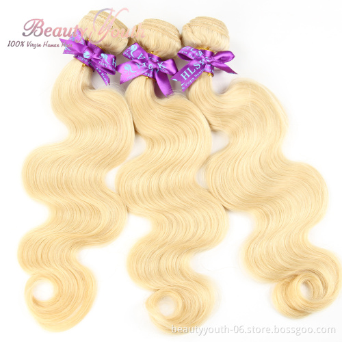 Beauty Youth Wholesale 613 Blonde Hair Weave Bundles Virgin Brazilian Human Hair 613 Bundles With Frontal Closure